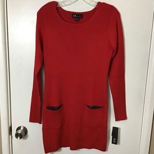 AGB Red Ribbed Sweater Dress Size L